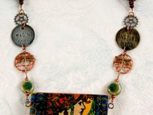 Hand painted Jenga block necklace