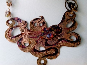 Etched Copper Octopus Necklace