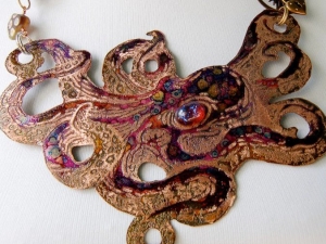 Etched Copper Octopus Necklace Detail 1
